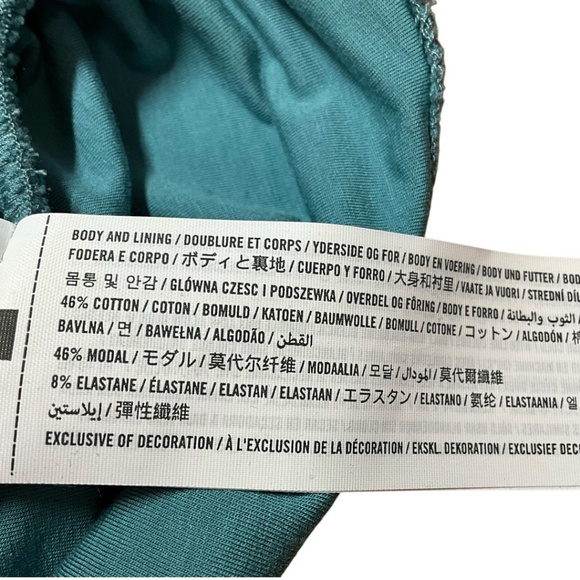 ABERCROMBIE&FITCH Paloma Teal Cotton Blend Stretch Rusched Side Funnel Neck Top - Picture 8 of 10